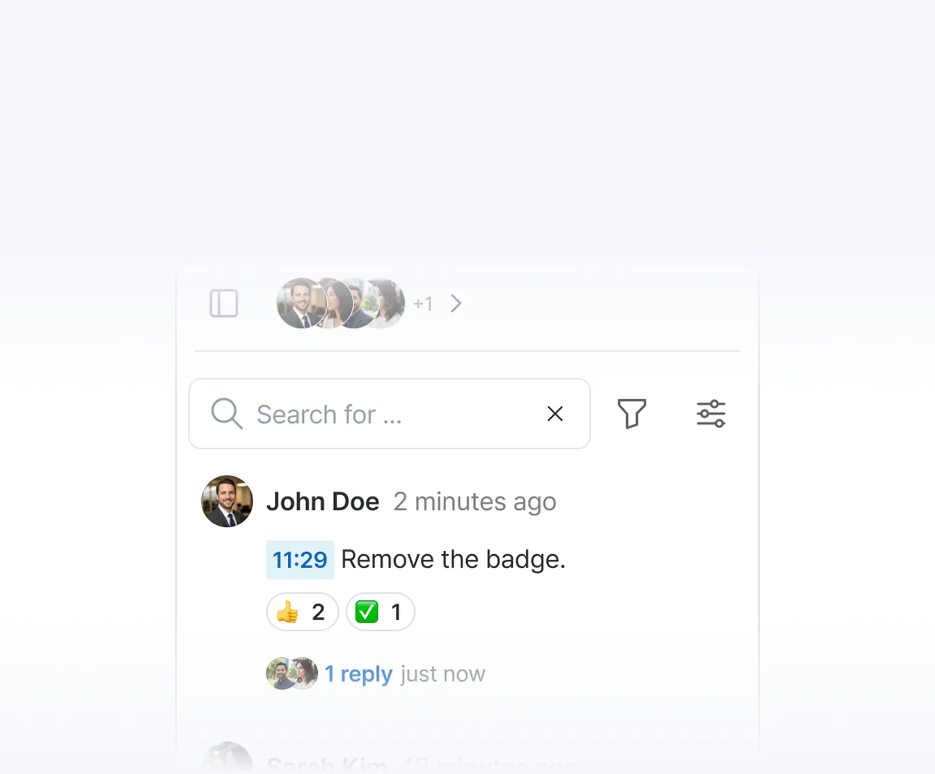Live collaboration comment panel